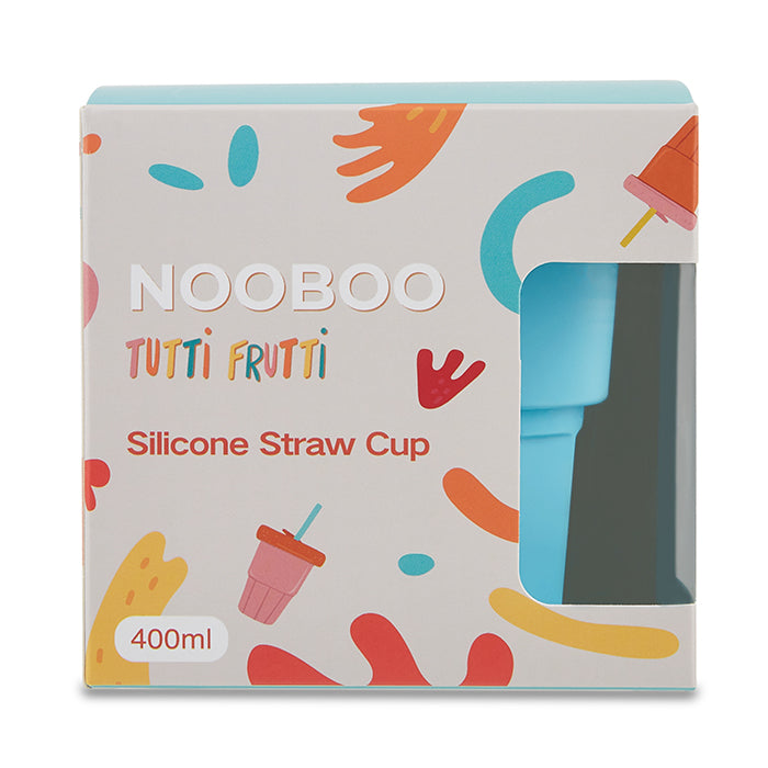 Nooboo Tutti Frutti Silicone Straw Cup 400ml - Sky Blue