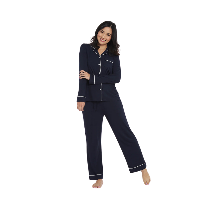 Olive Baby Long Sleeve Bamboo Pajama Set - Navy Blue