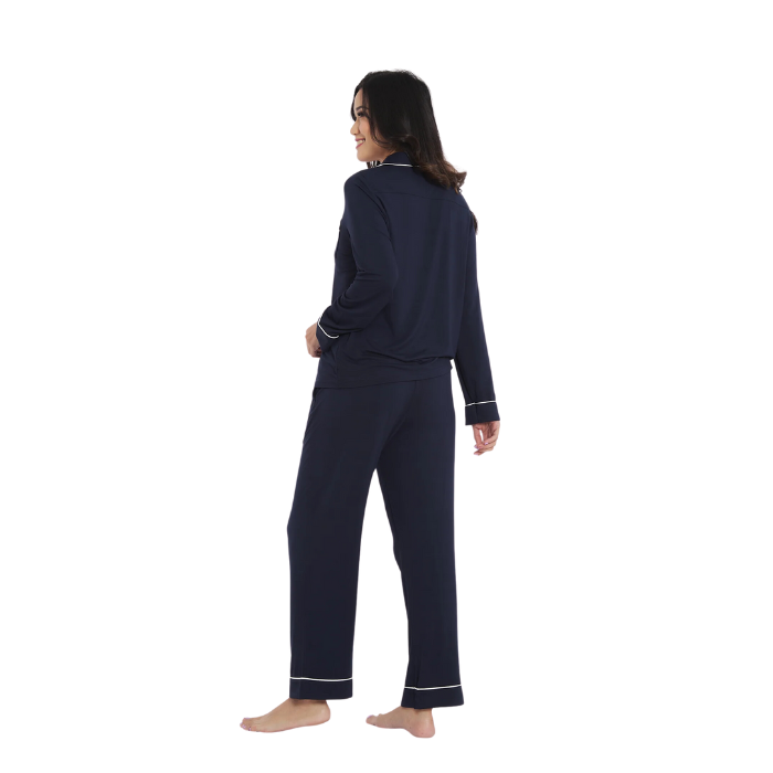 Olive Baby Long Sleeve Bamboo Pajama Set - Navy Blue