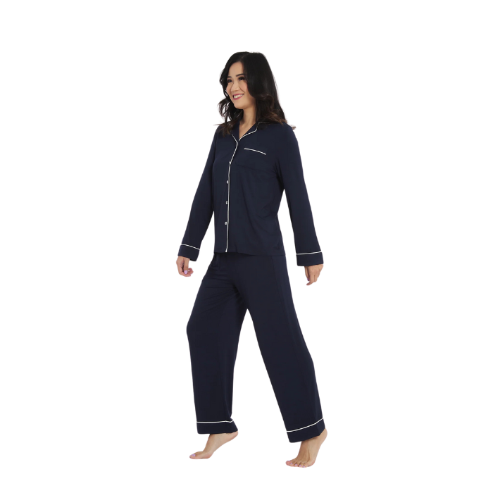 Olive Baby Long Sleeve Bamboo Pajama Set - Navy Blue