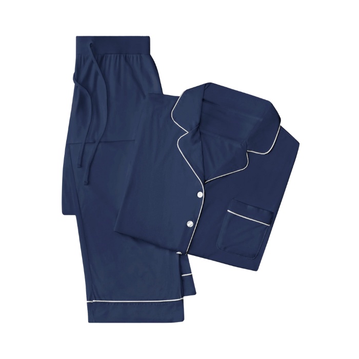 Olive Baby Long Sleeve Bamboo Pajama Set - Navy Blue