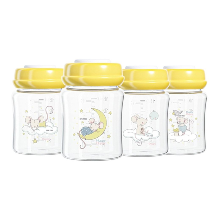 Huppy Buppy Wide Neck Breastmilk Storage Bottle 6oz (4pcs)