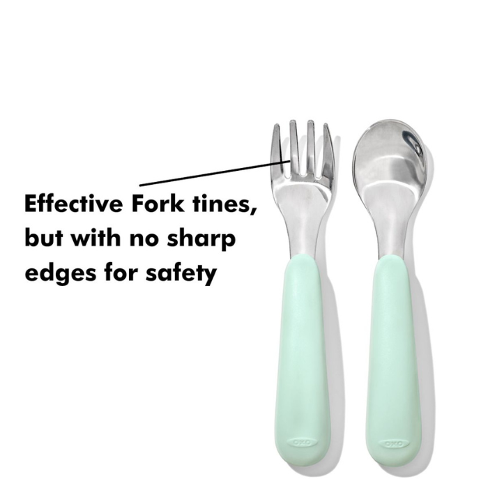 Oxo Tot On The Go Fork And Spoon - Opal