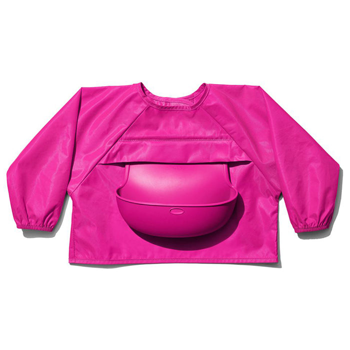 Oxo Tot Sleeved Roll-Up Bib With Pocket Case - Pink