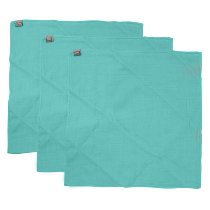 Petal by Li'l Tati Organic Cotton Muslin Wash Cloth Set of 3 - Blue
