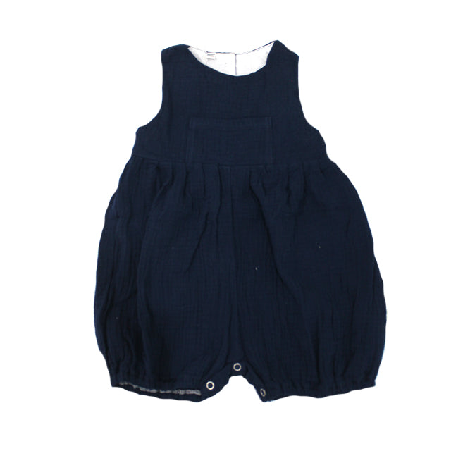 Lil' Tati Orchid Boys Playsuit with Front Pocket in Crepe - Dark Blue