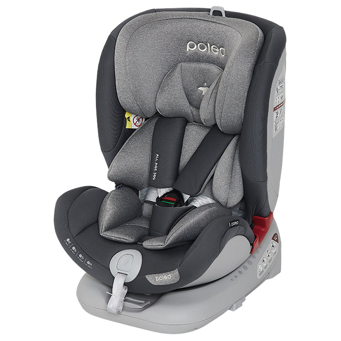 Poled All-Age 360 Car Seat - Satin Silver