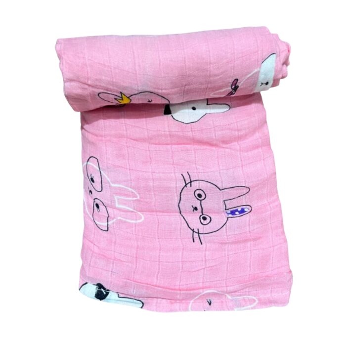 QT Hub 100% Cotton Premium Multi-Purpose Muslin Cloth Swaddle - Rabbit