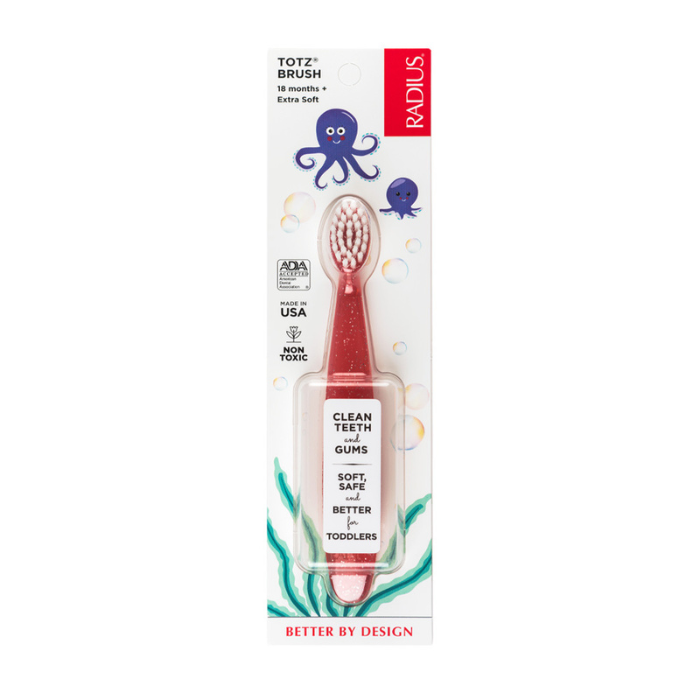 Radius Totz Brush - Coral Sparkle/ White (18 months+)
