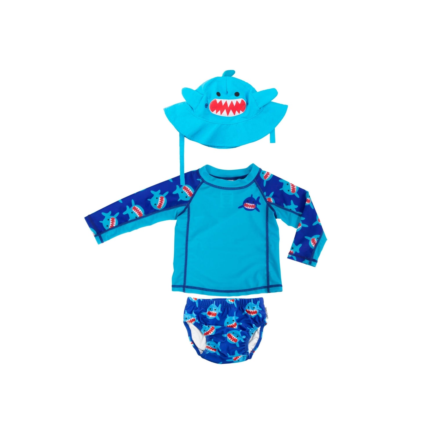Zoocchini 3-Piece Set (Sunhat, Rashguard, Swim Diaper) - Sherman the Shark