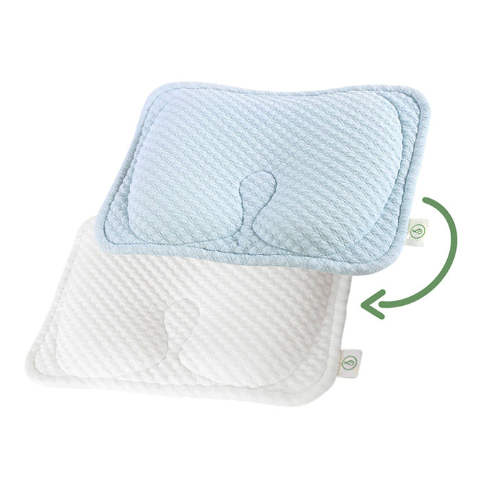 Swaddies Newborn Memory Foam Head Shaping Pillow (2 pillow covers included) - Blue/White