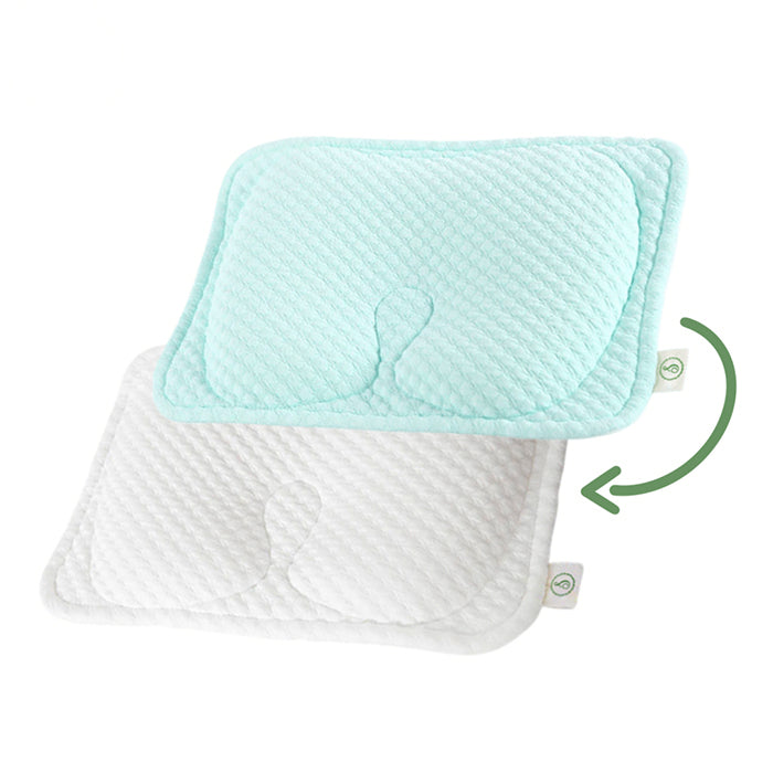 Swaddies Newborn Memory Foam Head Shaping Pillow (2 pillow covers included) - Mint Green White