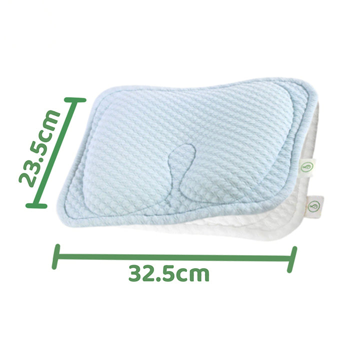 Swaddies Newborn Memory Foam Head Shaping Pillow (2 pillow covers included) - Blue/White
