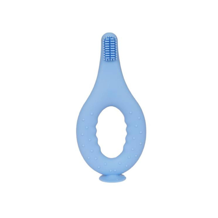 Sansfluo Infant's Silicone Training Toothbrush Step 1 (0 to 2 years old) - Blue