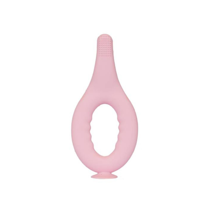 Sansfluo Infant's Silicone Training Toothbrush Step 1 (0 to 2 years old) - Pink