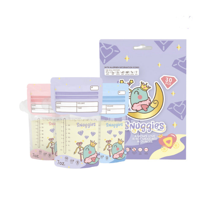 Snuggies 7oz Princess Edition Snuggies Breastmilk Bags w/ Thermal Sensor