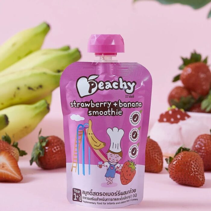 Peachy Baby Natural Baby Food/Juice - Strawberry + Banana Smoothie - 100g