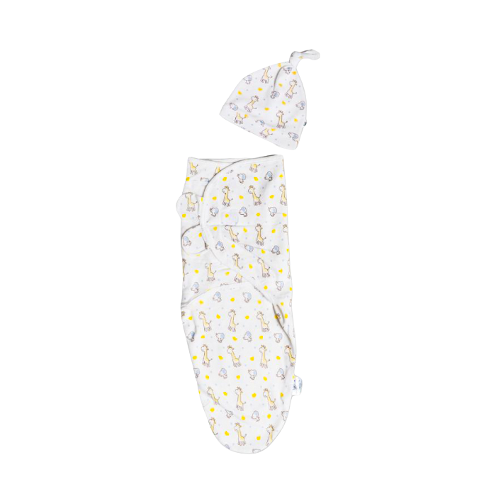 Swaddies PH Infant Velcro Swaddle Wrap with Knotted Hat - Giraffe