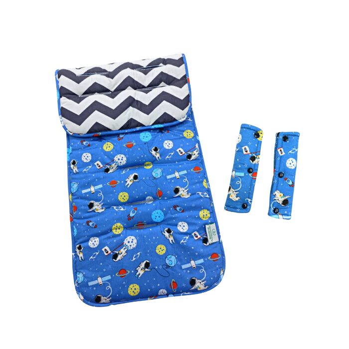 Swaddies Universal Reversible Stroller Pad with Strap Covers - Rocketship