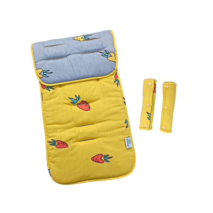 Swaddies Universal Reversible Stroller Pad with Strap Covers - Yummy Carrot