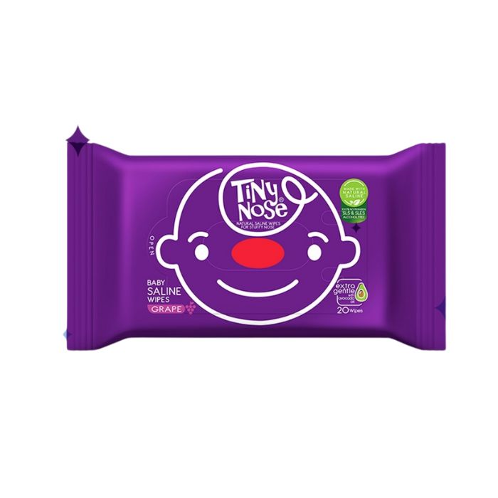 Tiny Nose Natural Saline Baby Wet Wipes Grape 20 wipes