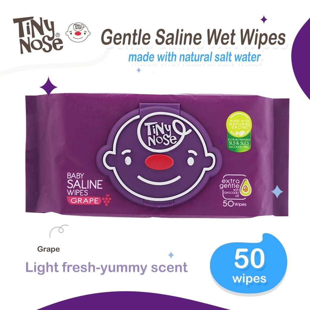 Tiny Nose Natural Saline Baby Wet Wipes Grape 50 wipes