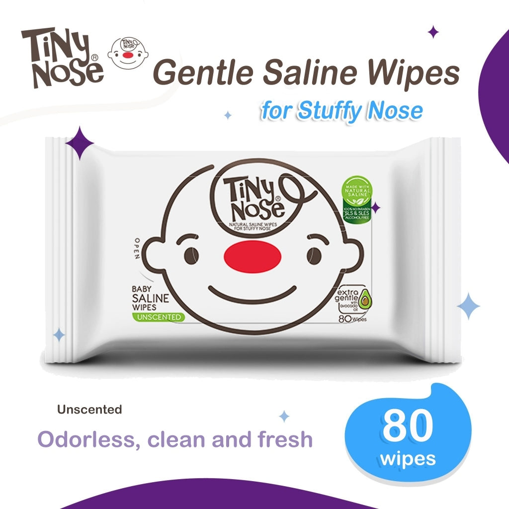 Tiny Nose Natural Saline Baby Wet Wipes Unscented 80 wipes