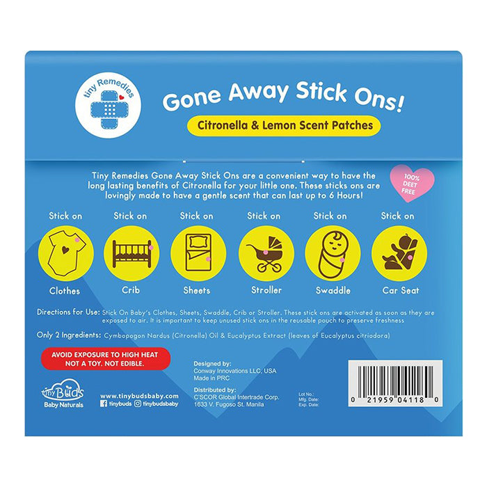 Tiny Remedies Gone Away Stick Ons! Gentle Citronella and Lemon Scent (12 patches per pack)