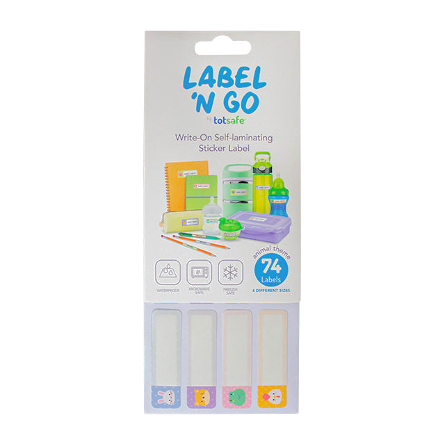 Totsafe Label 'N Go Write On Self-Laminating Stickers 74's - Kawaii Animals