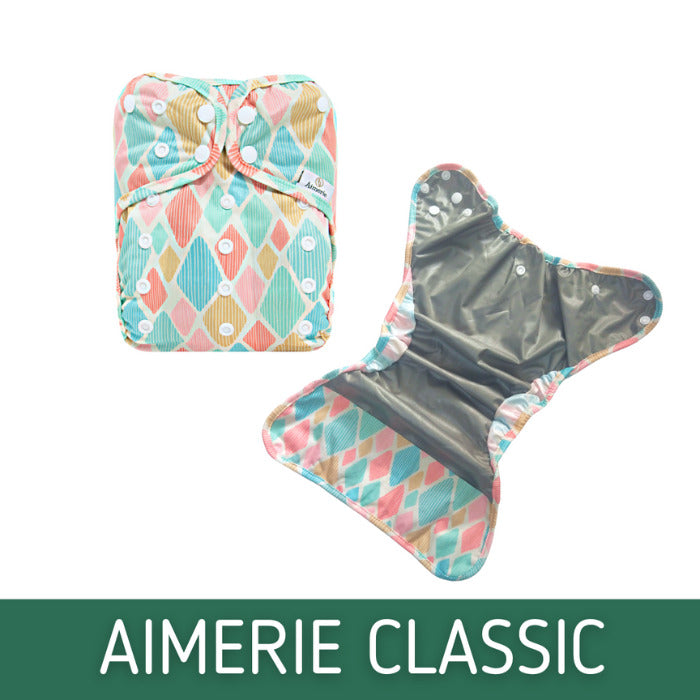 Aimerie Classic Cloth Diaper with 4 layer Charcoal Insert - Robotics