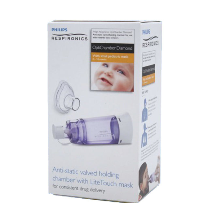 Philips Respironics Anti-static Valved Holding Chamber with LiteTouch Mask - Small (0 to 18 Months)