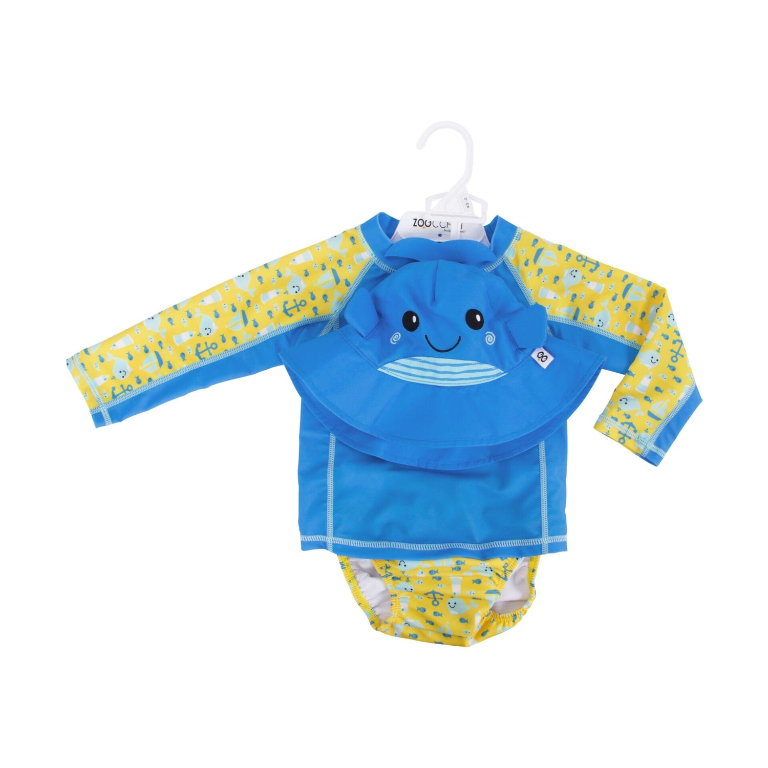 Zoocchini 3-Piece Set (Sunhat, Rashguard, Swim Diaper) - Willy the Whale