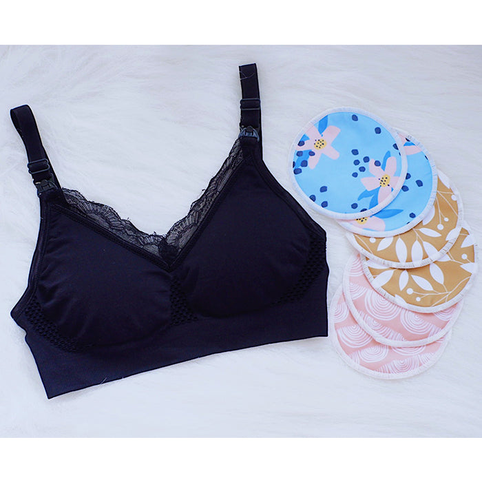 White Dahlias Ava Maternity and Nursing Bra - Black