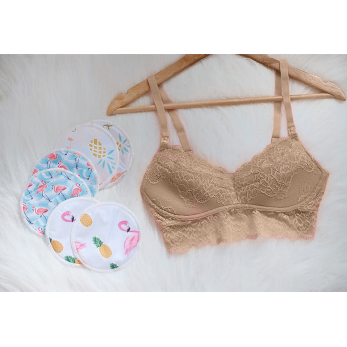 White Dahlias Luxy Nurse and Pump Lace Bra - Nude
