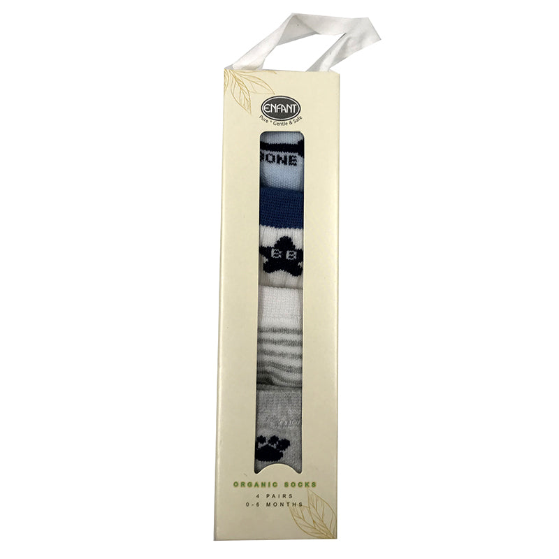 Enfant Organic Socks - Blue with gray 4's