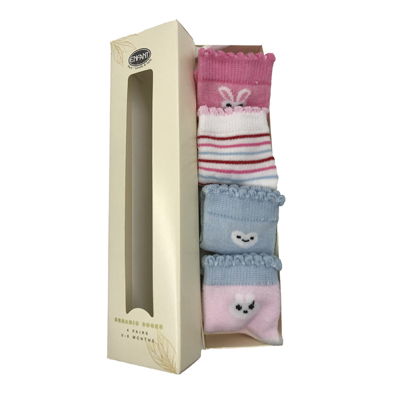 Enfant Organic Socks - Pink with blue 4's