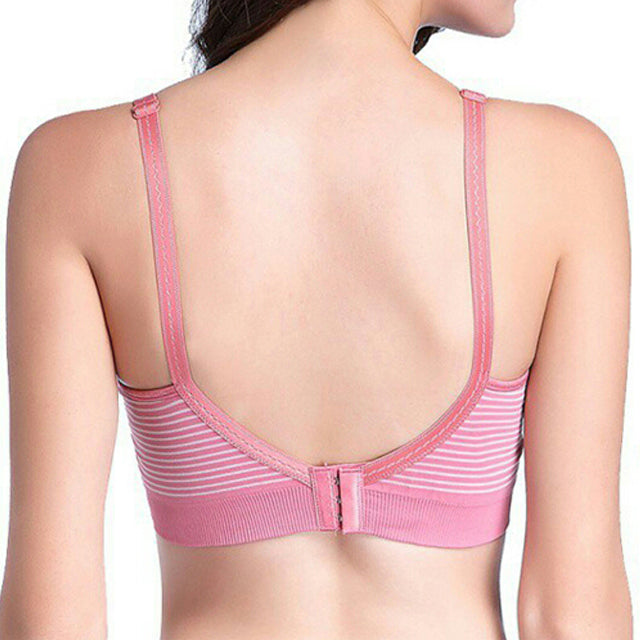 Yabyab Nursing Bra Ave Stripes Seamless Nonwire With Removable Pads - Pink