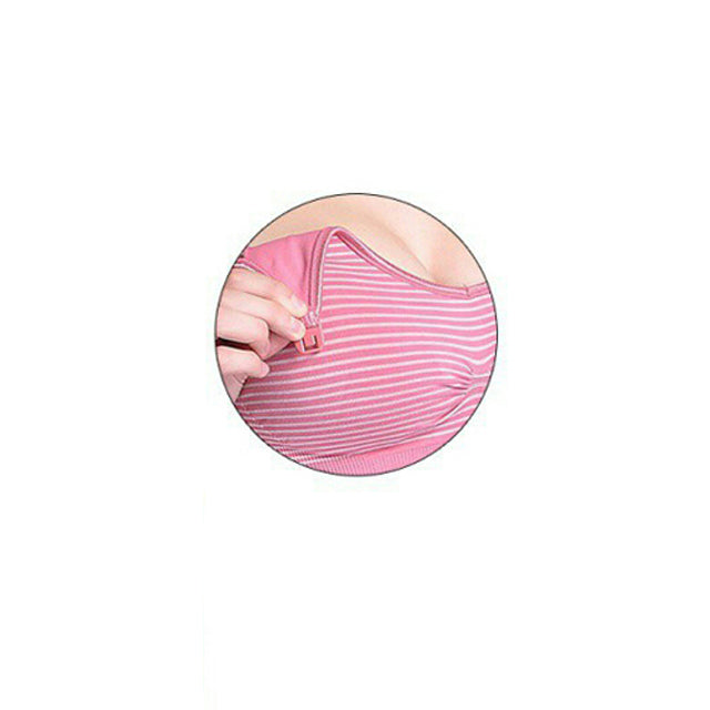Yabyab Nursing Bra Ave Stripes Seamless Nonwire With Removable Pads - Pink