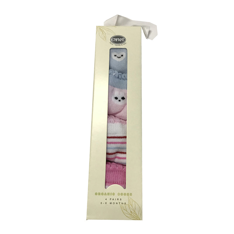 Enfant Organic Socks - Pink with blue 4's