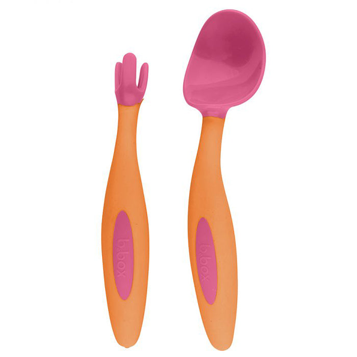 B.box Feeding Set (Sippy Cup, Cutlery Set, and Plate) - Strawberry Shake