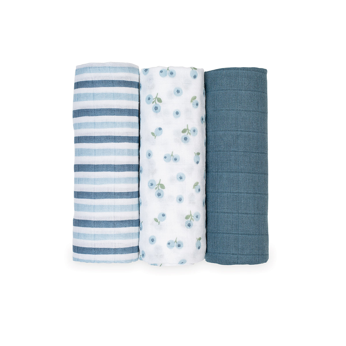Lulujo Mini Receiving Blankets Set of 3 - Blueberries
