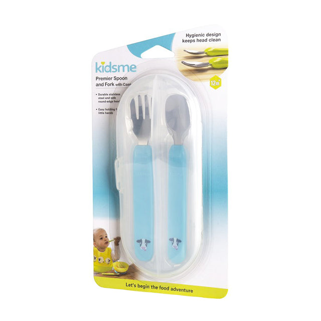 Kidsme Premier Spoon and Fork with Case - Aquamarine