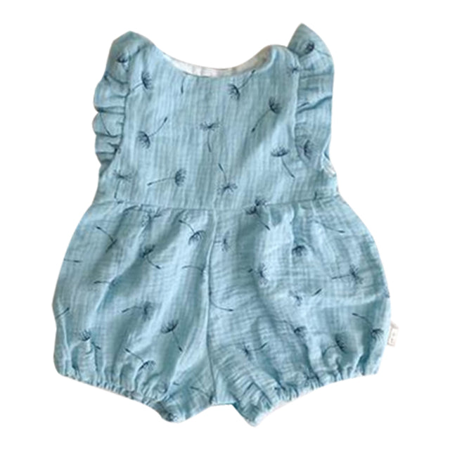 Lil' Tati Playsuit Ruffle Sleeves Crepe Dandelion Blue