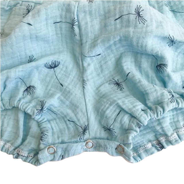 Lil' Tati Playsuit Ruffle Sleeves Crepe Dandelion Blue