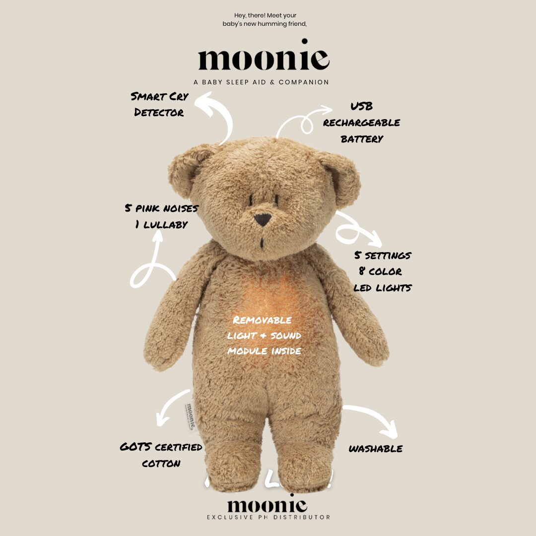 Moonie Organic Humming Bear with Lamp - Sand