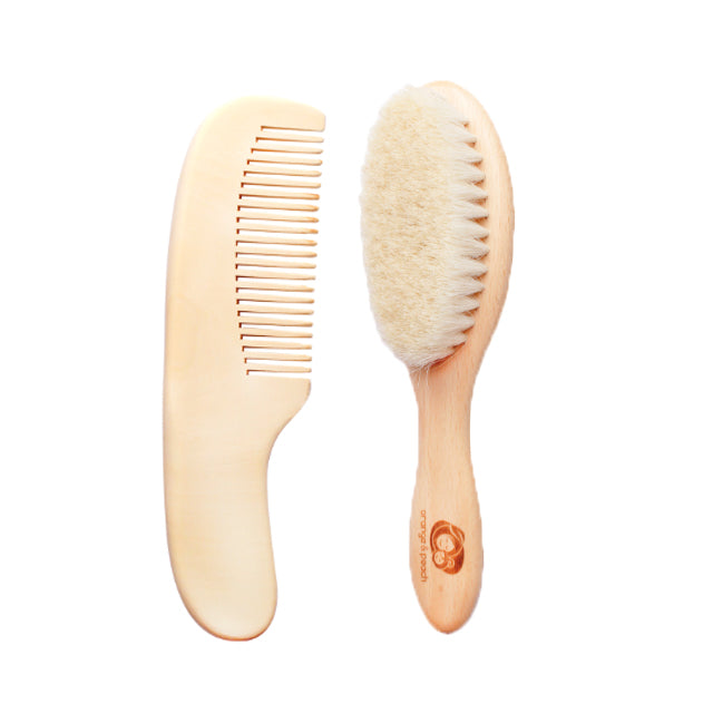 Orange and Peach Wooden Hairbrush Set