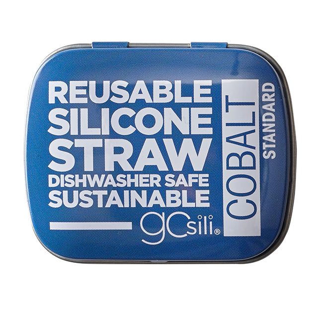 GoSili  Reusable Silicone Straw with Travel Tin Case - Cobalt