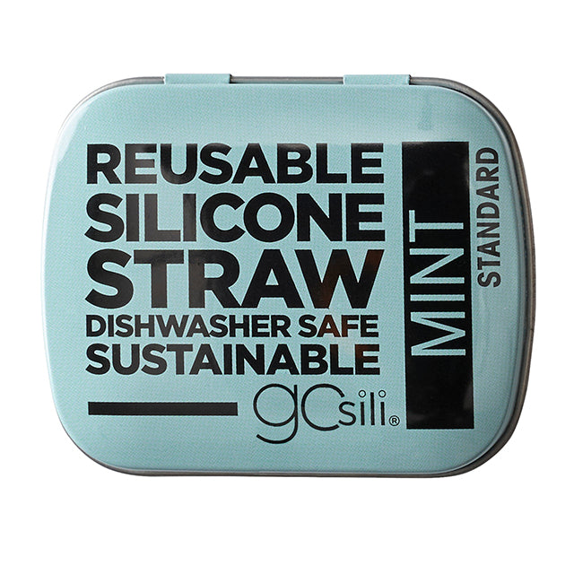 GoSili Reusable Silicone Straw with Travel Tin Case - Mint