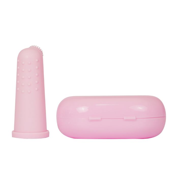 SansFluo Infant's Dental Brush and Gum Massager w/ Hygiene Case - Pink